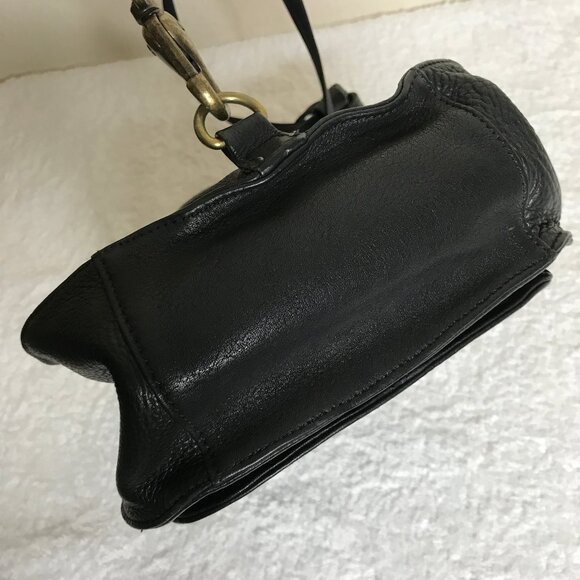 Fossil Black Leather 10" x 7.5" Small Drawstring Backpack With Key - Picture 11 of 15